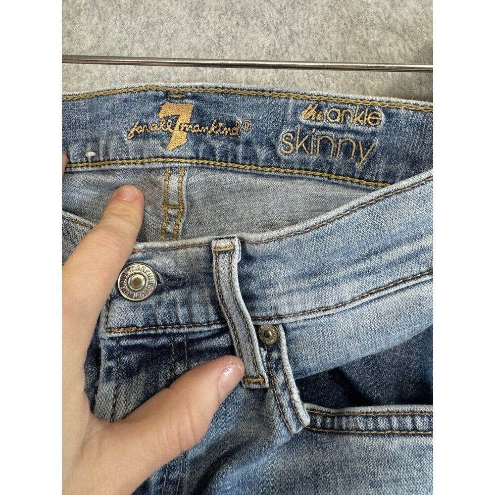 Seven 7 For All Mankind The Ankle Skinny Jeans Sz 25 Mid Rise Light Wash EUC - Picture 7 of 15